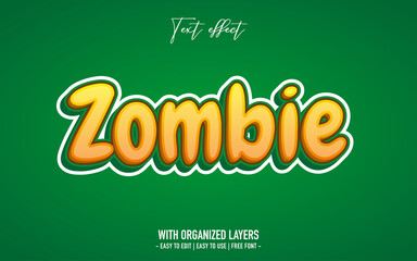 zombie text effect in cartoon style