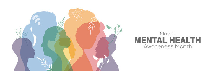 Fototapeta May is Mental Health Awareness Month banner. obraz