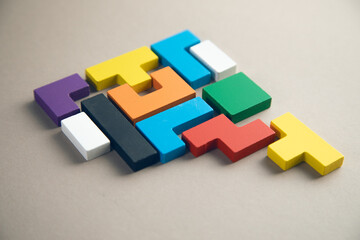 Obraz premium different colorful shapes wooden blocks