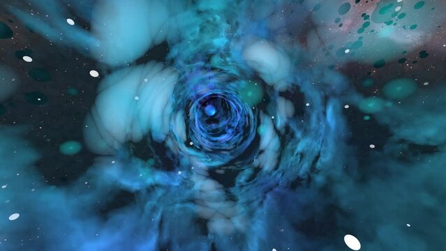 wormhole in space through flight animation