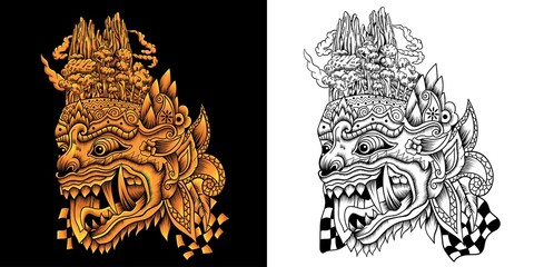 balinese barong vector illustration in detailed style