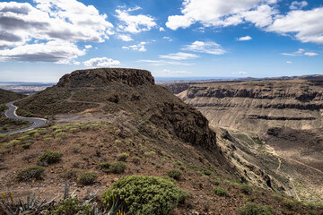 Fototapeta na wymiar View from Degollada de las Yeguas Viewpoint on the Barranco de Fataga, Gran Canaria, Canary Islands, Spain
