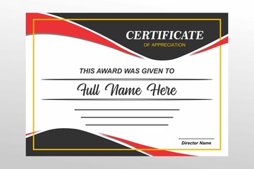 a red award or certificate template with a vector concept suitable for company symbols and others