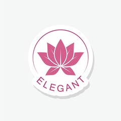 Elegant Lotus flower sticker icon isolated 