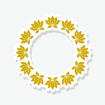 Lotus frame sticker isolated on white background