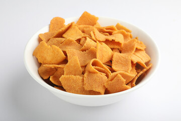 Spicy pakkavada ribbon pakoda rice gram flour savory. Popular deep fried in coconut oil. traditional South Indian tea time snack , Kerala India Sri Lanka Onam, Vishu, Diwali, Pongal