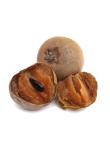 Closeup of Ripe Sapodilla or Chikoo Fruit Isolated on White Background, Also Known as Manikara Zapota, Sapota or Naseberry