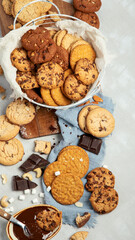 Cookies assortment on light background.