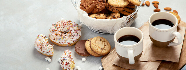 Cookies assortment on light background.
