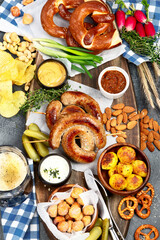 Oktoberfest concept - traditional food and beer.