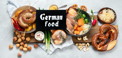 Assortment of different german food.