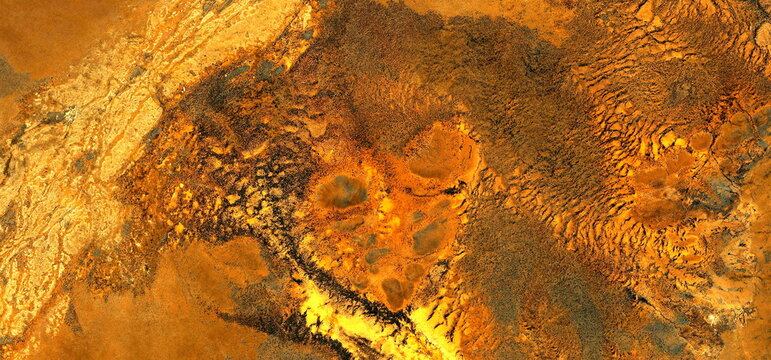 abstract landscape of the deserts of Africa from the air emulating the shapes and colors of the face of evil, Genre: Abstract Naturalism, from the abstract to the figurative