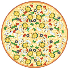 Top view of cheeze pizza on white background