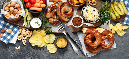 Oktoberfest concept - traditional food and beer