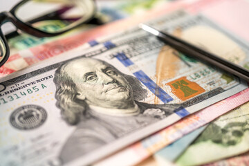 currencies of dollar, yuan and another money