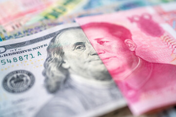 currencies of dollar, yuan and another money