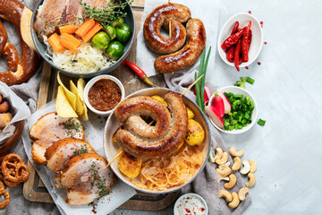 Assortment of different german food.