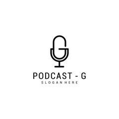 Microphone mic podcast music radio with initial letter g logo design inspiration Premium Vector