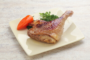 Roasted duck leg with orange sauce