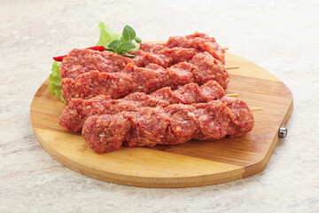Raw beef kebab minced meat