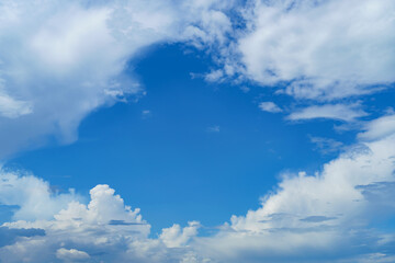 Naklejka na ściany i meble bright blue sky with clouds as abstract background