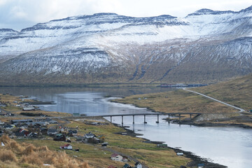 Beautiful breathtaking landscape nature scenery panoramic view of fjords, coast, mountains and...