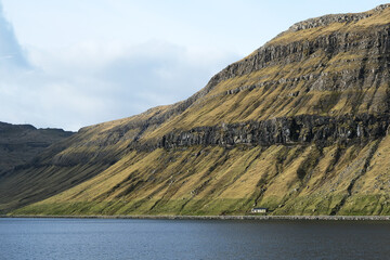Beautiful breathtaking landscape nature scenery panoramic view of fjords, coast, mountains and...
