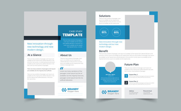 Case Study Template, Corporate Modern Business Double Side Flyer and Poster Template, Case Study Layout, Corporate Case Study template Design