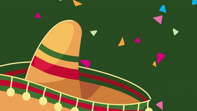 mexican culture animation with mariachi hat