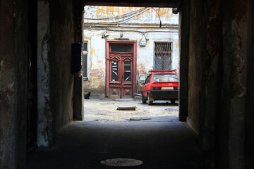 Fototapeta na wymiar Odessa courtyards will tell and convey the whole flavor of the city 