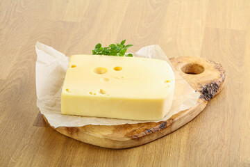 Maasdam cheese over the board