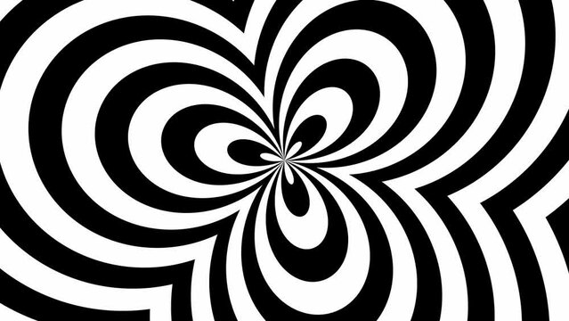 Expanding concentric zebra shapes in perfect seamless loop (4K 3840x2160 30fps).