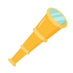 Pirate spyglass telescope. Nautical foldable Telescope. Vector illustration.