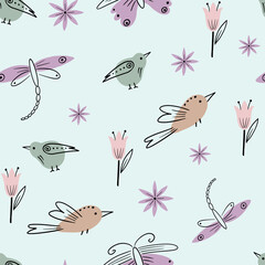 Pattern vector with red flowers and balloons.