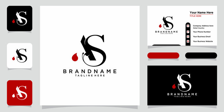 Alphabet AS or SA illustration monogram vector logo template with business card design