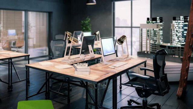 Modern Office Interior in Design  - loopable 3D Visualizationom
