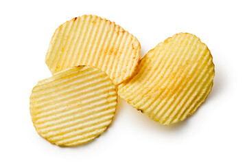 rippled Chips potato isolated on white background