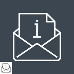 Obraz premium Mail with Info Sign Thin Line Vector Icon. Flat icon isolated on the black background. Editable EPS file. Vector illustration