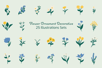 Flower Ornament Decorative Illustration Sets