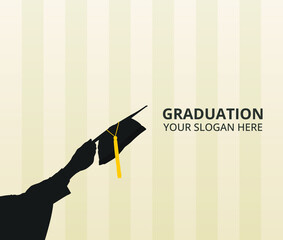 Handhold hat graduation on white isolated background with mortarboards vector