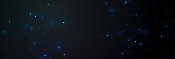 Fototapeta na wymiar 少な目　ひかえめ　夜空　浮遊　キラキラ　星　星屑　パーティクル　宇宙　横長　ワイド　壁紙