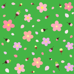 pattern and background with pink  flowers	