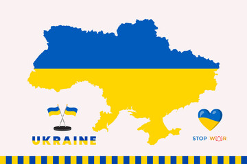 Stop war in ukraine text in country map