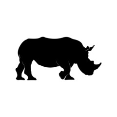 Obraz na płótnie Canvas one-horned rhino silhouette on a white background