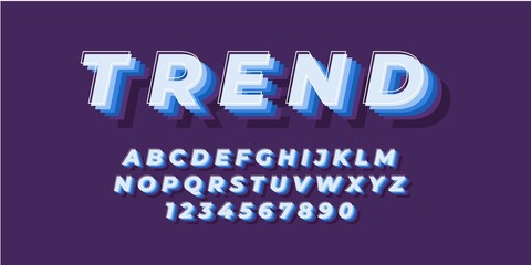 blue trend text alphabet font effect with flat color