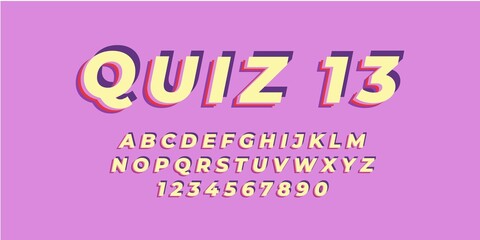 quiz 13 text alphabet font effect with flat color