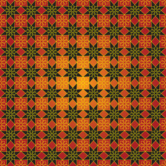 Islamic typical pattern in gold, red and black color.