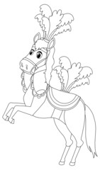 Circus horse black and white doodle character