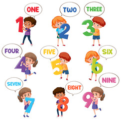 Fototapeta premium Set of number 0 to 9 for kids
