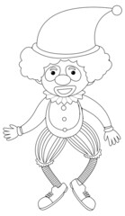 Clown doodle outline for colouring